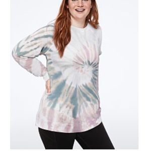 💗VS PINK TIE DYE SWIRL ONE SIZE CREW PULLOVER